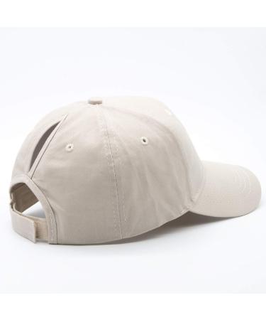 Ruyosn Women's High Ponytail Cap - Summer Cotton Sun Protection Hat in Beige | Stylish Hip Hop Fashion for Outdoor Activities - Buy Online on GoSupps.com