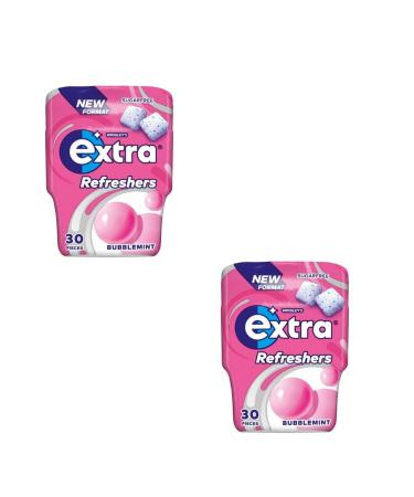 Wrigley Extra Refreshers Chewing Gum Bubblemint - Pack of 2 x 30 Pcs - Sugar-Free Chewing Gum With Sweeteners