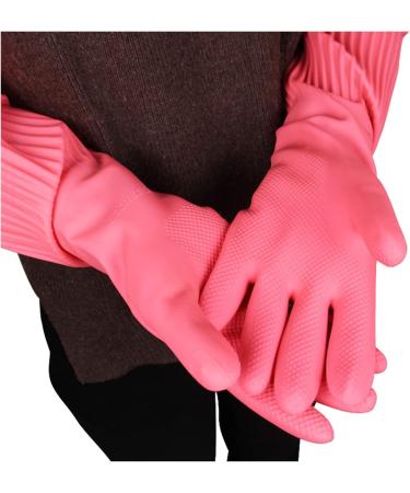 58cm Dish Washing Household Scrubbe Repeatable Kitchen Tool Waterproof Acid and Alkali Resistant Long Rubber Latex Gloves (Color : Pink Size : Large) Large Pink - Buy Online on GoSupps.com