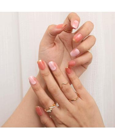 Bohend French Shiny Pink Square Press-On Nails - 24 Pcs Fake Nails for Women & Girls | Perfect for Parties & Events - Buy Online on GoSupps.com