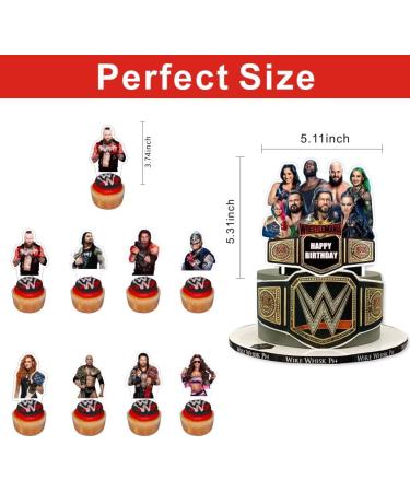 25pcs Wrestling Cake Decorations with 24pcs Cupcake Toppers 1pcs Cake Topper for Wrestling Birthday Party Supplies - Buy Online on GoSupps.com
