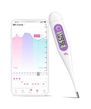 Femometer Body Temperature Thermometer Digital Basal Thermometer for Fertility Monitor Draw BBT Chart Pinpoint Ovulation Day Accurate & Easy to use Perfect Companion for Ovulation (Purple)
