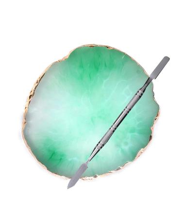 Resin Nail Art Palette Nail Polish Palette Gel Nail Palette with Nail Palette Stirring Rod (Green)