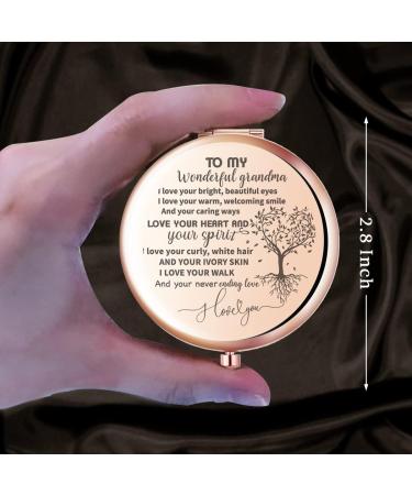 Rose Gold Compact Mirror - Unique Mother's Day & Birthday Gift for Grandma from Grandson/Granddaughter - Buy Online on GoSupps.com
