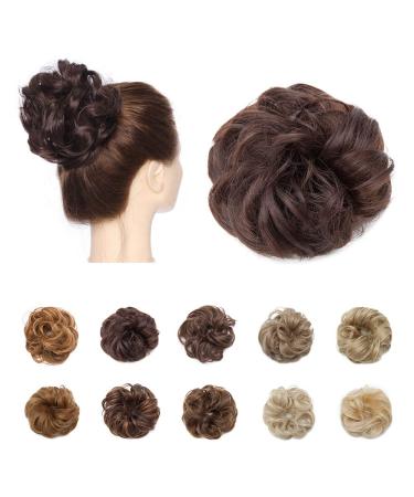 Updo Ponytail Hair Extensions Reddish Brown Messy Hair Scrunchies Hair Bun Extensions Curly Wavy Hairpieces for Women Hair Accessories 25 g Reddish Brown - Buy Online on GoSupps.com