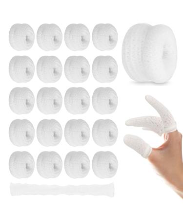 20 Pcs Finger Bandages Tubular White Finger Cots Buddies Finger Bobs Thumb Bandage Finger Bandages Tubular Finger Stall Tubular Bandages for Work Kitchen Finger Protection (White)