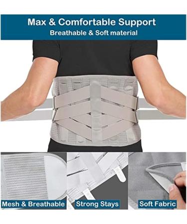 Breathable Waist & Back Support Belts for Men & Women - Pain Relief for Herniated Disc Scoliosis & Sciatica - XL Gray - Buy Online on GoSupps.com