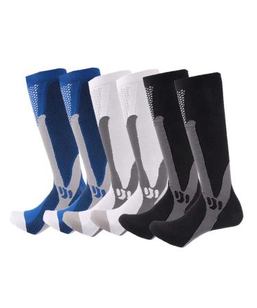 Compression socks for men and women 6 pairs ideal for running sport medical nurses air travel pregnancy 20-25 mmHg S/M mix one