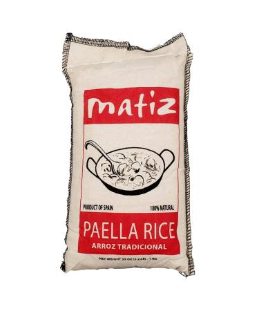 Matiz Valenciano Paella Rice from Spain (2.2 lbs.) Traditional Spanish Medium-Grain | Risotto, Arrow Negro, Seafood Dishes | Natural Flavor | Soy and Gluten Free 2.2 Pound (Pack of 1)