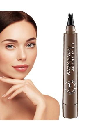 Brow Pencil | 4 Tipped Precise Brow Long-Lasting Eyebrow Makeup Waterproof Microblade Eyebrow Marker for Parties Daily Use Pochy Dark Brown