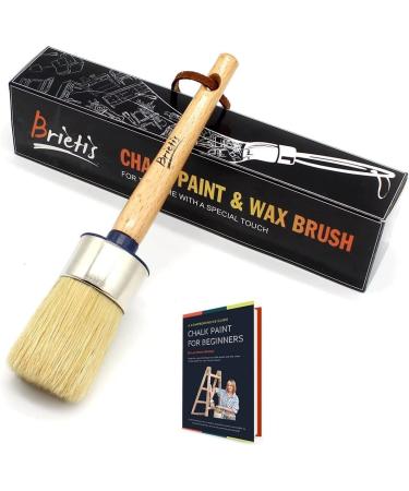 Brietis 2-inch Round Chalk and Wax Paint Brush - Soft Boar Bristles for DIY Furniture and Art Crafts - Water-Based and Reusable - Lightweight and Durable - Buy Online on GoSupps.com