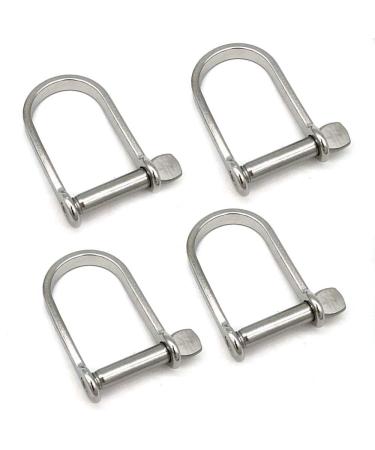 JY-MARINE Stainless Steel 316 Stamped Shackle Anchor Wide D Shackle Marine Grade,5/16",Flat D Ring Shackle-4 Pcs