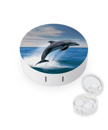 Contact Lens Case Jumping Up Dolphins Print Plastic Contact Lens Case contact Lens Care Box ontact Lens Travel Box