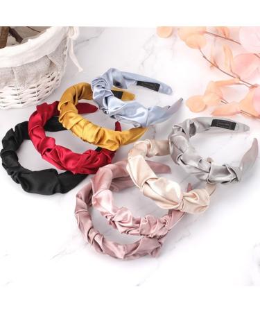 Women's Chiffon Pleated Headband Wide Hair Band Vintage Headband Hair Accessories Non-Slip Headbands Headwear Headbands for Women Girls Daily Wear Yellow - Buy Online on GoSupps.com