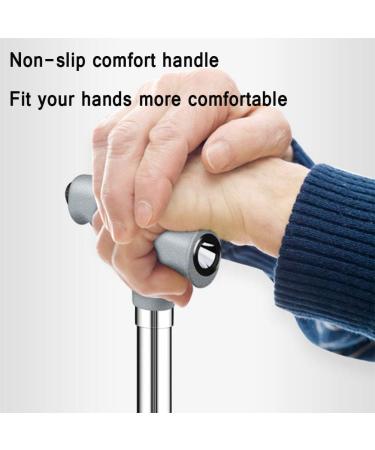 Walking Stick with LED Lights Multi-Function Crutches Height Adjustable Anti-Slip Telescopic Elderly Cane Silver Surprise Gift - Buy Online on GoSupps.com
