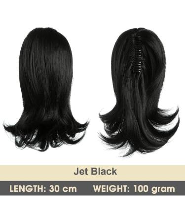 Jet Black Curly Ponytail Extension 12 Inch - Synthetic Clip in Hairpiece for Women and Girls - Buy Online on GoSupps.com