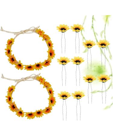 Angoily 4 Sets Hair Barrettes Hair Clip Tiara Sunflower Headband Headress Headgear Seaside Wreath Beach 1 count (Pack of 1) Yellowx2pcs - Buy Online on GoSupps.com