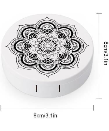 Mandala Flower Round Contact Lens Case | Portable Lens Holder with Mirror | Cute Storage Box for Travel - Buy Online on GoSupps.com