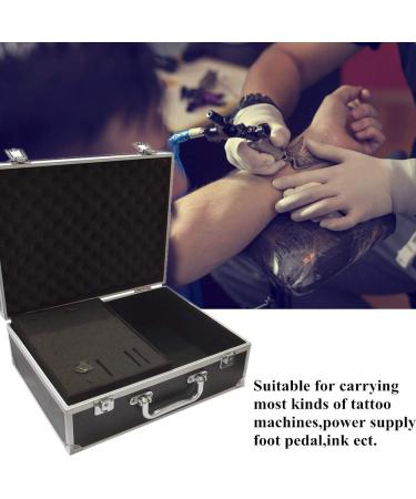 Yuelong Black Tattoo Case - Aluminum Makeup Carry Box with Sponge | Double Lock Key Storage Case for Tattoo & Makeup - 12.6x9.5x5.1 Inch - Buy Online on GoSupps.com