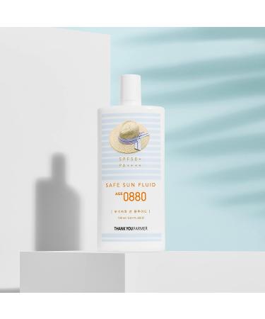 THANKYOU FARMER Safe Sun Fluid AGE 0880 Broad Spectrum SPF50+ PA++++ 3.51 fl oz - Mineral Sunscreen for Face & Body | Skin Cooling, UV-Damage Prevention | Reef Safe, Korean Sunscreen - Travel Size - Buy Online on GoSupps.com