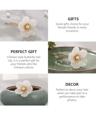 Lurrose 4pcs White Camellia Hairpins & Chopsticks | Retro Hair Accessories for Costumes - International Shipping Available - Buy Online on GoSupps.com
