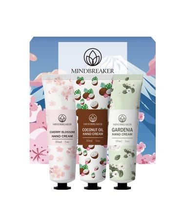 Hand cream set for dry cracked hands natural plant scent hand lotion moisturizing hand care cream gift set cherry blossom/coconut oil/gardenia