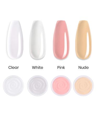 Beetles Nail Dip Powder Kit - 4 Colors French Manicure Starter Set 0.6 oz with Activator, Base, Top Coat Gel - Clear, White, Pink, Nude - Buy Online on GoSupps.com