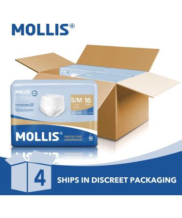 Molli's Incontinence Pants for Adults - Unisex Disposable Diaper Pants Size S/M (64 Pieces) - Absorbent Breathable Overnight Protection - Buy Online on GoSupps.com