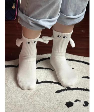 PeaboO Magnetic Couple Holding Hands Socks - 2 Pairs | Mid-Tube Funny Big Eye Socks for Men and Women | Cute and Unique Gift Idea - Buy Online on GoSupps.com