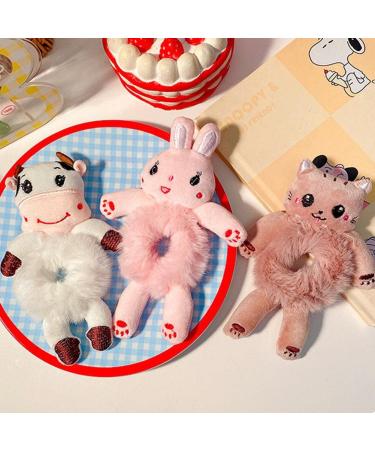 Pulunto Women Plush Hair Tie Set - 6 Cute Cartoon Animal Furry Hair Scrunchies for Girls and Women - Buy Online on GoSupps.com