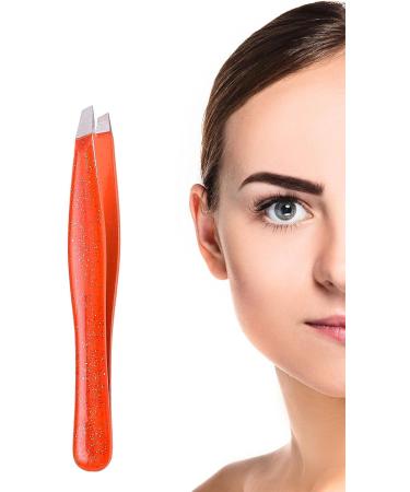 Professional Stainless Steel Eyebrow Tweezers for Facial Hair Removal - Orange - Buy Online on GoSupps.com
