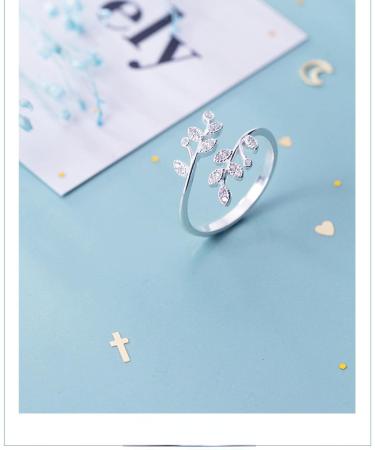 Sterling Silver Crystal Leaf Open Rings Engagement ringss for Men and Women - Buy Online on GoSupps.com