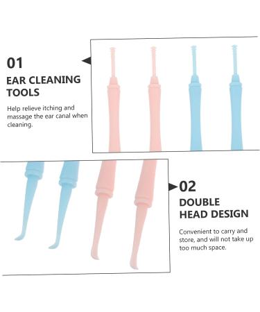 Healvian Double-Headed Spiral Ear Spoon Cleaning Tools - 4 Pcs Ear Cleaner Kit for Wax Removal - Random Color - 10x0.8x0.8cm - Buy Online on GoSupps.com
