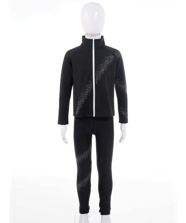 Aislor Girls Kids Ice Skating Suit - Figure Skating Jacket & Leggings Set | Black, 12 Years - Buy Online on GoSupps.com