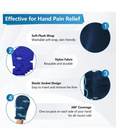 Hilph Ice Gloves - Hot and Cold Therapy Hand Ice Pack Wrap with 4 Gel Cold Packs for Chemotherapy, Injuries, Neuropathy, Swelling - Large (1 Pair) - Buy Online on GoSupps.com