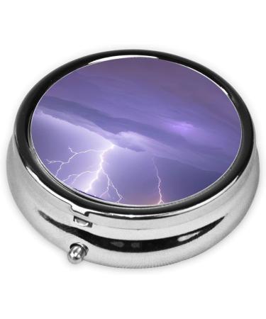 Lightning Storm Round Pill Box - 3 Compartment Portable Travel Pill Organizer for International Shipping - Buy Online on GoSupps.com