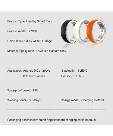Smart Ring Health Fitness Tracker for Women & Men Continuously Records Sleep Quality Heart Rate Temperature Blood Oxygen and Pedometer Gift 12 Orange - Buy Online on GoSupps.com