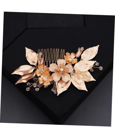 Housoutil Golden Flower Hair Comb Pearl Bead Hair Pins Bridal Hair Clip Bridal Hair Side Comb Hair Combs for Women Crystal Wedding Alloy Hair Comb Bride The Flowers Accessories - Buy Online on GoSupps.com
