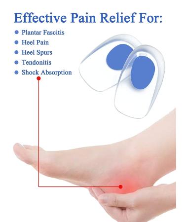 INSFENI Gel Heel Pads - Heel Cups for Women's Shoes - Relief for Heel Pain, Bone Spurs, Plantar Fasciitis - Blue (Large) - Buy Online on GoSupps.com