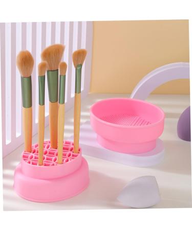 Housoutil Makeup Brush Cleaning Cup Makeup Brush Cleaners Make up Sponge Cleaner Makeup Brush Cleaning Pads Make up Brush Cleaner Cleaning Bowl Silica Gel Powder Puff Pink - Buy Online on GoSupps.com