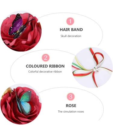 Minkissy Halloween Flower Headband Mexican Rose Flower Crown Skull Headpiece dia de los muertos Flower Crown (Red) - Buy Online on GoSupps.com