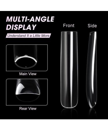 AORAEM Extra Long Square Nail Tips - 240PCS XXXL Clear Full Cover Fake Nails for Acrylic Nails | 12 Sizes Tapered Square Press-On Nails with Box - Perfect for Salons & DIY Home Use - Buy Online on GoSupps.com