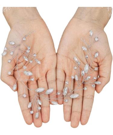 Caiguoer Bride Wedding Headpiece Crystal Hair Vines Silver Bridal Flower Pieces Hair Styling Accessories for Women and Girls - Buy Online on GoSupps.com
