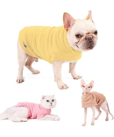Docio Dog Sweater - Soft & Warm Spring T-Shirt Coat for Small Dogs & Cats - Yellow (1 Pack) - Buy Online on GoSupps.com