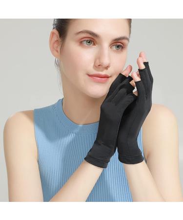 UV Protection Gel Nail Gloves - 1 Pair Anti-UV Fingerless Moisturising Gloves for Nail Art & Skin Care | Touchscreen Half Finger Gloves for SPA & UV Protection - Buy Online on GoSupps.com