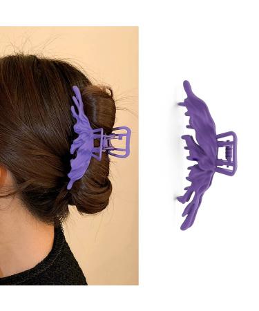 Bohend Large Bow Hair Claw Metal Viscous Hair Clip Strong Large Non-Slip Hair Styling Accessories for Women Girls (Purple)
