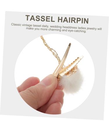 FRCOLOR 1 pair fringe clip womens hair accessories wedding hair barrettes wedding hair accessory shiny pearl hairpin crystal hair barrettes hair clip girl alloy Plush white China - Buy Online on GoSupps.com