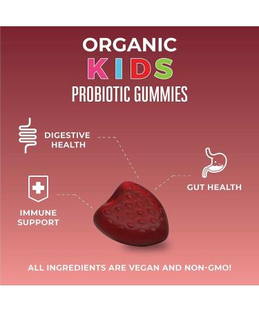 USDA Organic Probiotic Gummies for Kids - Digestive & Immune Support Supplement | Vegan, Non-GMO, Gluten Free | 60 Count - Buy Online on GoSupps.com