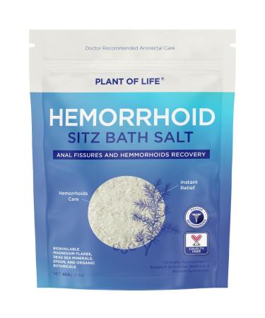 Plant of Life Hemorrhoids Care Sitz Bath Soak Salt | Superior Bioavailable Magnesium Epsom salt Dead Sea Minerals | Hemorrhoids Instant Lasting Relief Cleanse and Rectal Wellness | 1lb (454g)