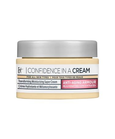 IT Cosmetics Confidence in a Cream Anti Aging Face Moisturizer, Reverses 10 Signs of Aging Skin in 2 Weeks, 48HR Hydration with Hyaluronic Acid, Niacinamide, Squalane + Peptides - Travel, 0.5 fl oz Supercharged 0.5 Fl Oz